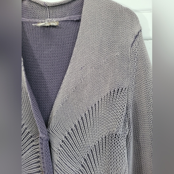 Isabella Bird Knit Purple Lavender Cable Knit Cardigan 100% Cotton Wooden Button - Picture 3 of 5